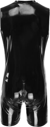 Костюм поліцейського для чоловіків Fldy: комплект з 4 предметів (кепка, шкіряний комбінезон, ефект мокрого блиску, чорний, XL)