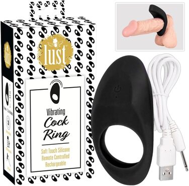 Vibrating Cock Ring LUST - кільце для стимуляції статевого члена з вібрацією, чорне. 3 режими, збільшення ерекції, ефект припливу крові.