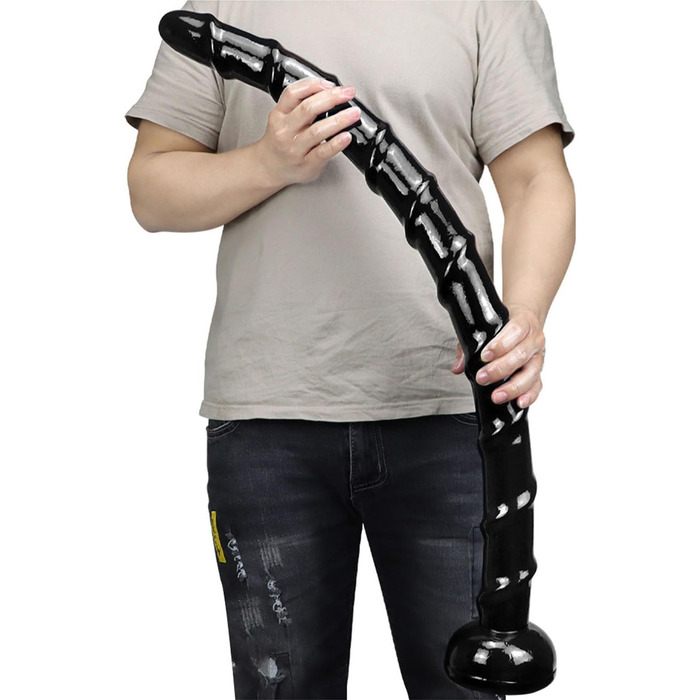 Анальний плагін YXBLV XXL 85 см: великий, з присоскою, для масажу простати та G-точки, чорний