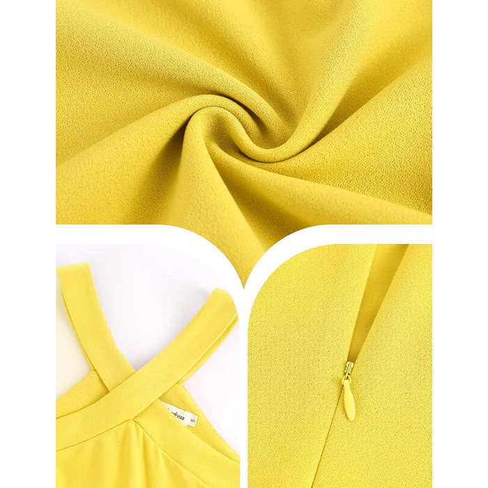 Вечірня сукня Bbonlinedress maxi з відкритою спиною та вирізом halter для жінок, елегантна коктейльна сукня для весілля та свят, жовта, розмір M