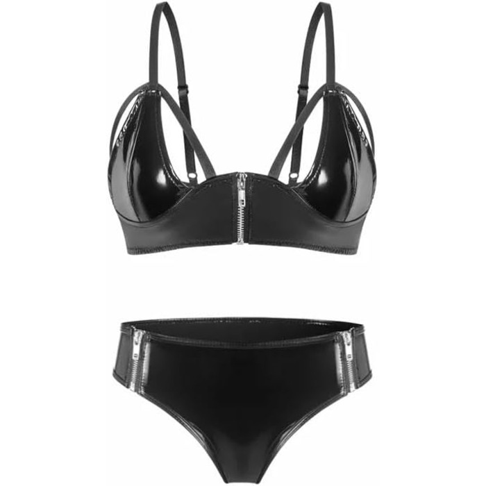 Сексуальна жіноча білизна GRRKDFQ: труси-сліпи з блискавкою (чорний, XL)