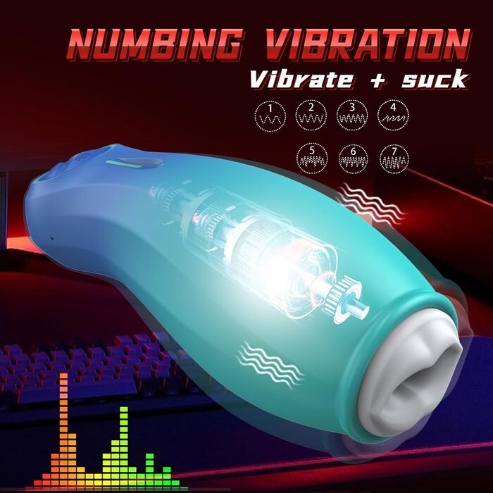 Мастурбатор для чоловіків ChicLSQ з 7 вібраційними та 7 функціями всмоктування, з м'якого TPE, автоматичний, для використання без рук