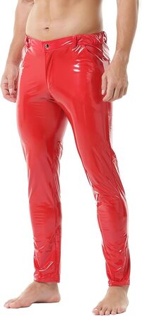 Чоловічі штани QiaTi: стильні, зручні, з еластичною тканини, прямі штанини, для мотоциклів та клубів (червоний, M)