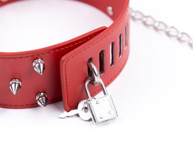 Нашийник для дорослих з ланцюгом: шкіряний комплект для БДСМ-ігор та косплею (червоний)