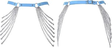 Жіночий корсет-тягач з шкіри BANSSGOTH, пояс-ремiнь, стринги, панковський стиль, для фестивалів та рейвів, великі розміри, блакитний