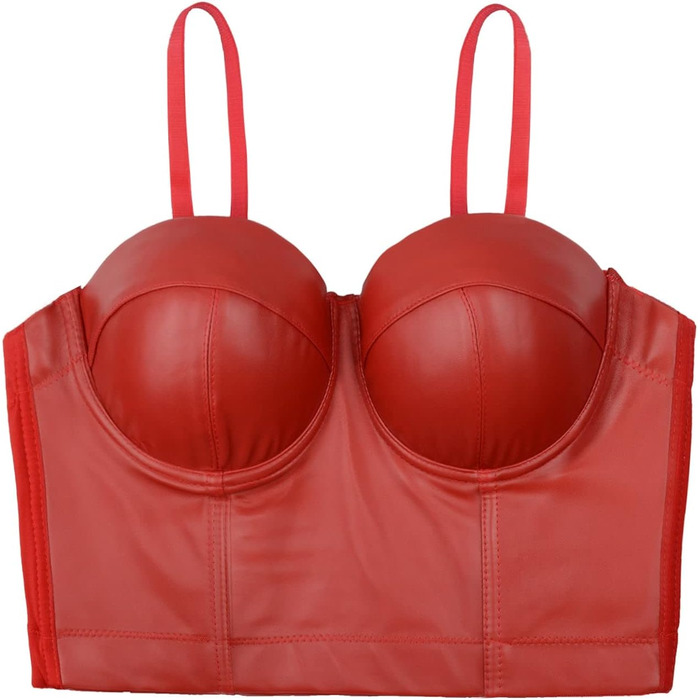 Топ-корсет ELLACCI PU Leder з Push Up для жінок, готичний стиль, чорний/червоний, XL