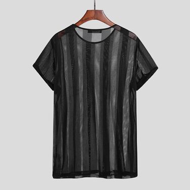 Чоловіча сорочка-футболка SUYGGCK на літо, прозора, сексуальна, для вечірок, повсякденний стиль, 3XL, чорна