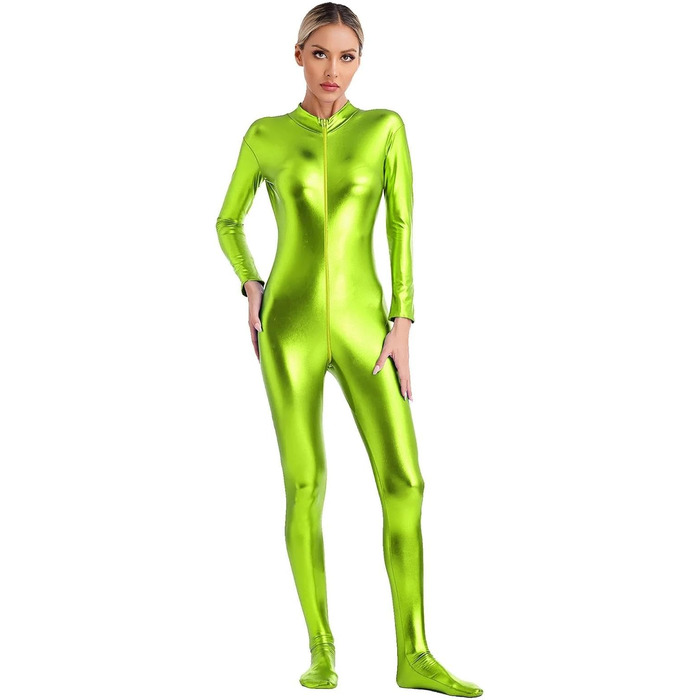 Жіночий комбінезон GRRKDFQ з довгим рукавом та блискавкою спереду (Хлопчато-зелений, розмір L)