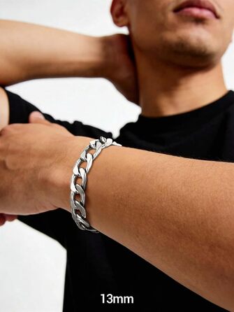 Сталевий браслет-ланцюг PROSTEEL для чоловіків та жінок, панцирне плетіння, нержавіюча сталь, 23 см, ширина 13 мм, сріблястий