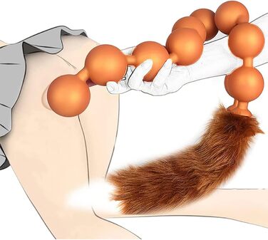 Анальні кульки з силікону JudeCP з фіолетовим хвостиком (9 кульок), анальні пробки, сексуальні іграшки для пар, косплей, SM (Золото)