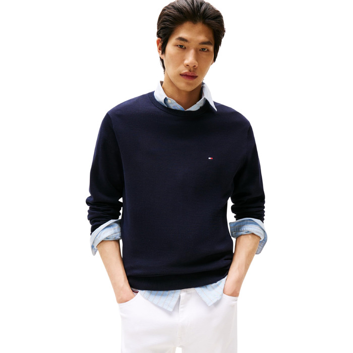 Чоловічий бавовняний джемпер Tommy Hilfiger Essential Cotton Crew Neck, синій (Desert Sky), розмір S