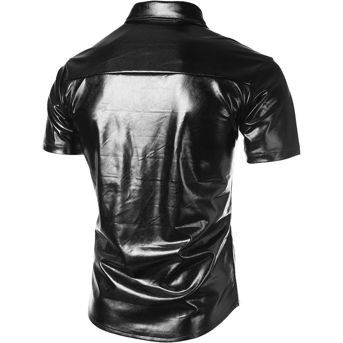 Чоловіча сорочка JOGAL з металевим блиском для вечірок та клубу, чорна (M)