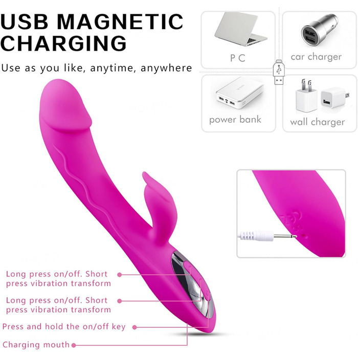 Вібратор G-Spot з силікону для жінок, 7 режимів, фіолетовий