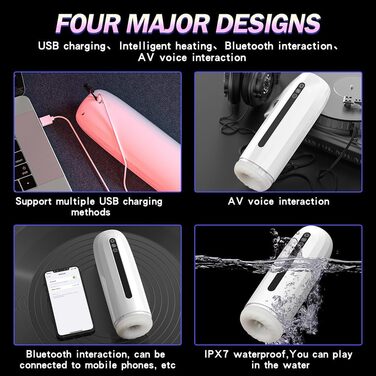 Електричний мастурбатор-чаша Kuaecr 7 Modes з вібрацією та звуками, автоматичний статевий стимулятор для чоловіків