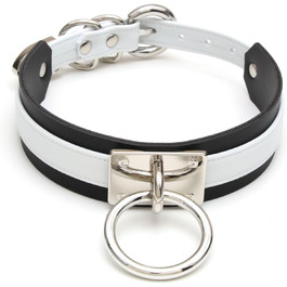 Чокер з кільцем Lalatia для жінок: шкіряний чокер, кольори чорний, білий, сріблястий