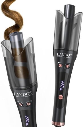 Автоматичний плойка для завивки волосся LANDOT 25мм, керамічне покриття, 8 режимів температури, захист від опігів, для короткого та середнього волосся, чорна
