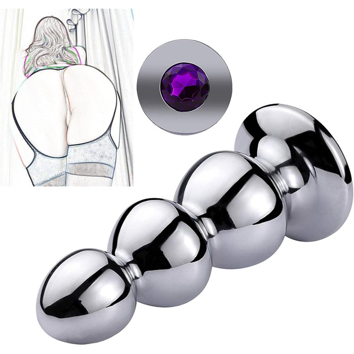 Анальний плагін з нержавіючої сталі з кристалами для простати - стимуляція, мастурбація (3 кульки)