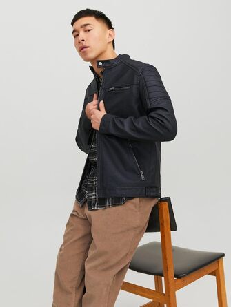 Чоловіча куртка Jack & Jones зі штучної замші, чорна, розмір 4XL