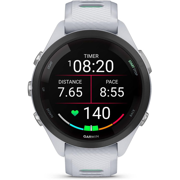 Спортивний смарт-годинник Garmin Forerunner 265S AMOLED, 42 мм, Whitestone/Neo Tropic — для бігу та тренувань