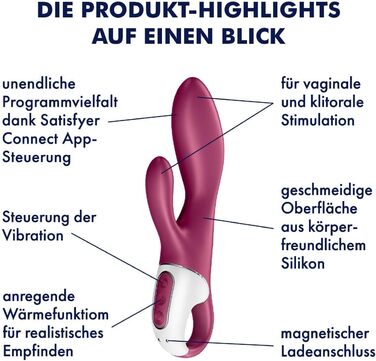 Satisfyer Rabbit Heated Affair Connect – вібратор-кролик з підігрівом та Bluetooth, 20.5 см, червоний