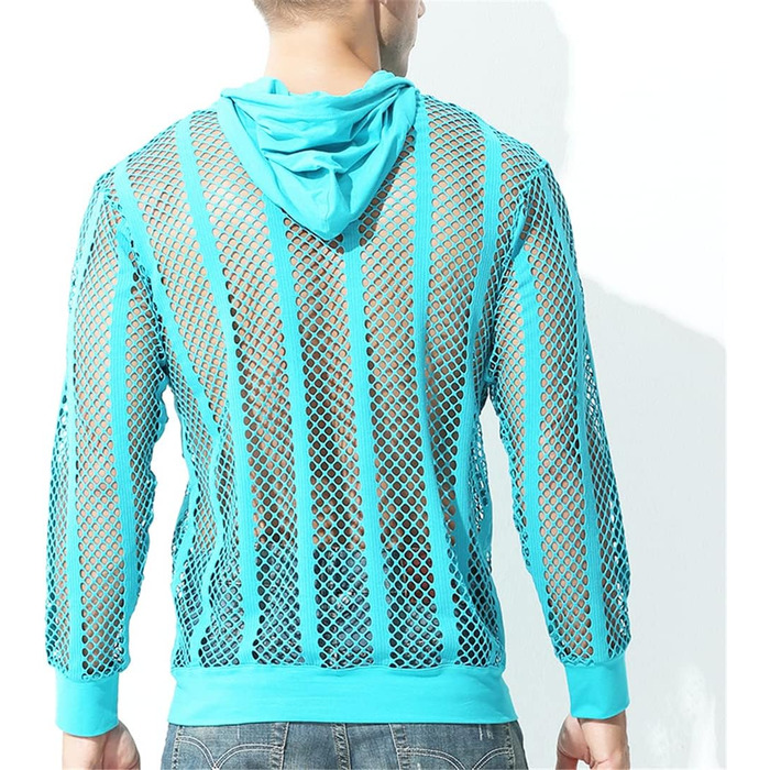 Чоловіча сітчаста сорочка з довгим рукавом, прозора, для вечірок та клубів