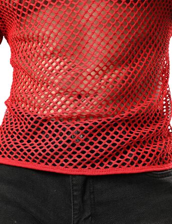 Чоловіча футболка JOGAL з ефектом прозорості, сітчаста, червона, розмір XXL