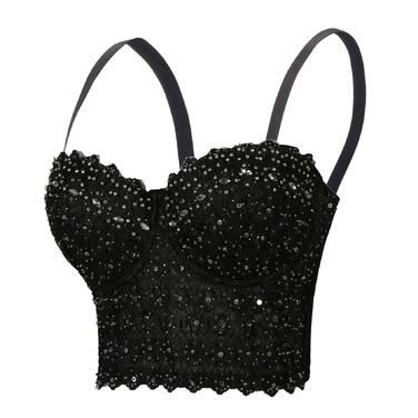 Жіночий корсетний бюстгальтер-топ Bustier чорного кольору, розмір M — сексуальна білизна та одяг для клубів