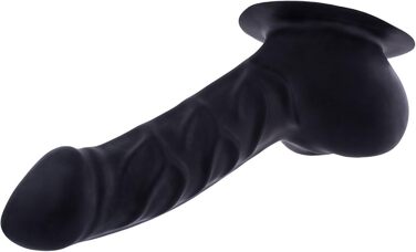 Латексний пеніс-чохол TOYLIE, 14 см, чорний, з платформою для кріплення до латексу - реалістичний дизайн, з мішком та головкою, MADE IN GERMANY