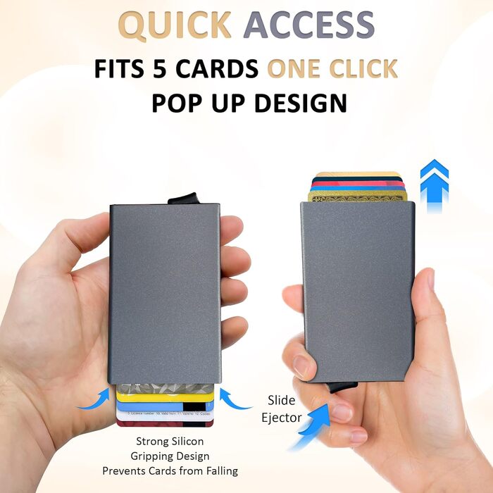 Мінімалістичний гаманець-картхолдер Empire з RFID/NFC захистом для чоловіків та жінок, тонкий тримач для кредитних карток (Matte Grey)