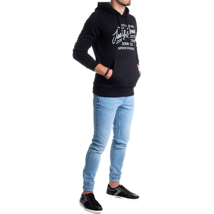 Чоловічий худі Jack & Jones з логотипом, чорний (розмір XL)