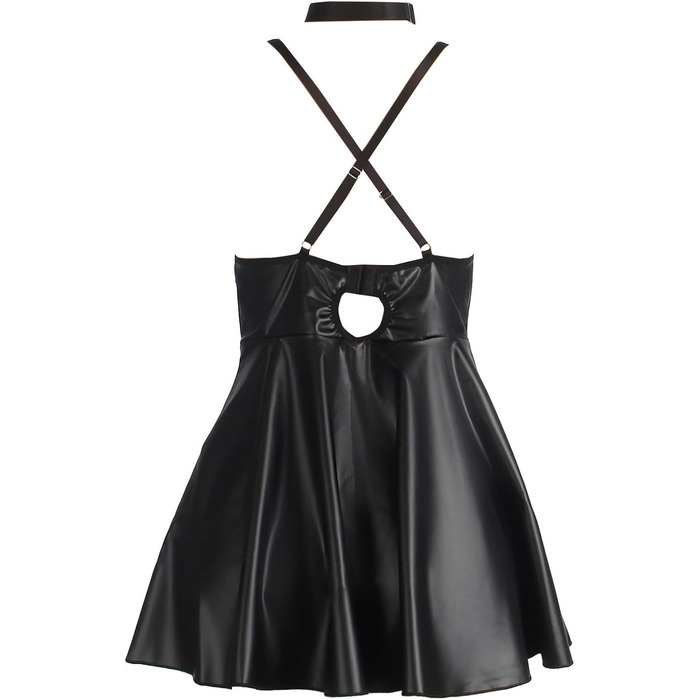 Чорний шкіряний ремінь з панчохами та кільцем на шию для жінок, XL