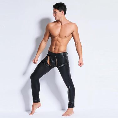 Чорні латекс-легінси з відкритим кроком для чоловіків ARIASS, сексуальна спідниця-сітка з блискавкою, клубний одяг, розмір L