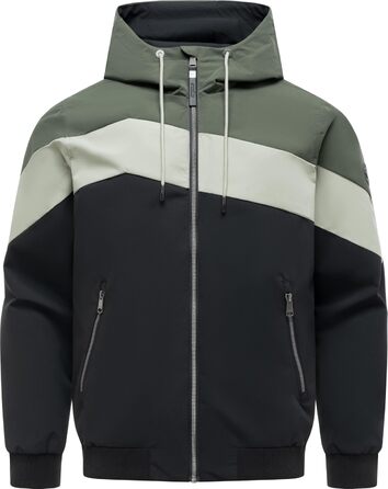 Чоловіча легка демісезонна куртка Ragwear Stewie Block: водонепроникна та дихаюча з капюшоном, колір Dark Olive, розмір S