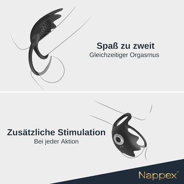 Кольце для статевого члена Nappex Manu з вібрацією - секс-іграшка для пар та чоловіків. Комплект з пультом дистанційного керування, потужний мотор, силікон.