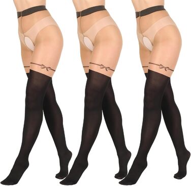 Чулки BANANALU 20 Den Overknee з відкритим кроком (3 шт., Daino/Nero)