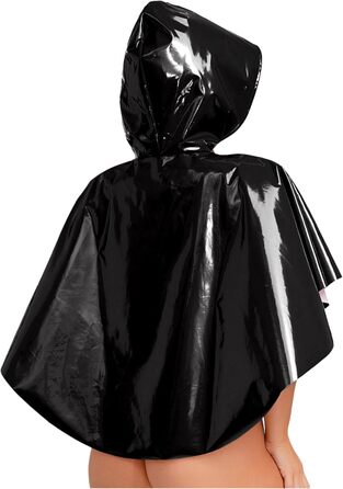 Латексний боді з капюшоном та лакованим шкіряним покриттям для жінок, готичний костюм, чорний, XL