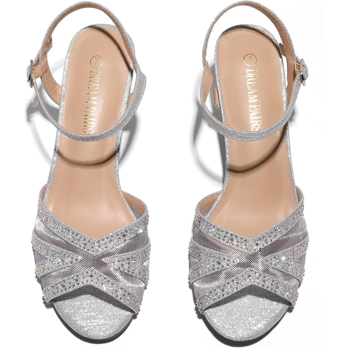 Жіночі босоніжки-туфлі DREAM PAIRS на низькому каблуці, сріблясті, розмір 36 EU