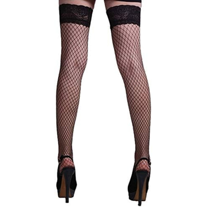 Чулки сітчасті для жінок ZGPjubilant, 2 шт., чорні, безшовні, з силіконовим гумкою, Overknee, універсальний розмір