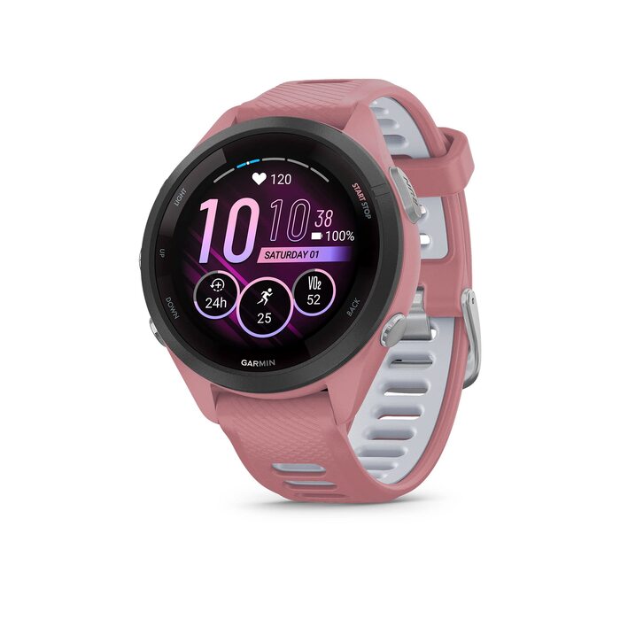 Спортивний смарт-годинник Garmin Forerunner 265S AMOLED, 42мм, світло-рожевий та пудрово-сірий — тренувальні метрики та аналіз відновлення