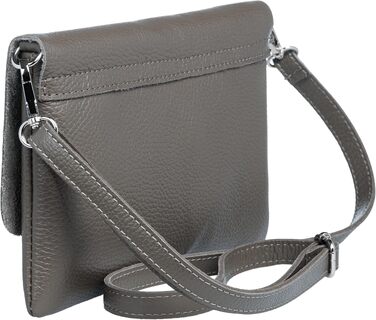 Жіноча шкіряна сумка-клатч Caspar Elegante Classic Line (модель №835), сумка через плече для вечора з регульованим ременем, темно-сіра, Made in Italy
