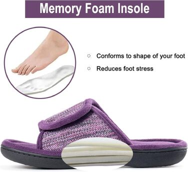 Жіночі домашні капці-шльопанці RockDove з ефектом пам'яті (Memory Foam), регульований ремінець, колір баклажан, розмір 38/39 EU