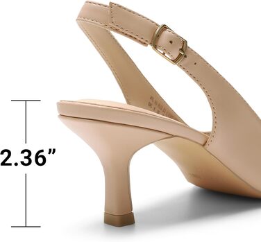 Жіночі туфлі-човники Dream Pairs Slingback на підборах, бежеві (Nude), PU-шкіра, розмір 38 EU