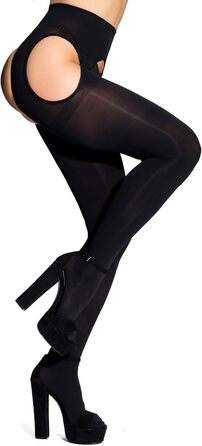 СUREPOCH Штрих-панчіх для жінок великих розмірів, відкритий крок (M-L, чорний)