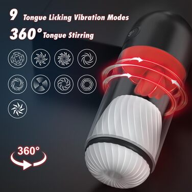 Вібратор для чоловіків Jpscor - стимулятор головки з 9 вібраціями та 360° функцією лизання, пеніс-насос, тренажер для чоловіків