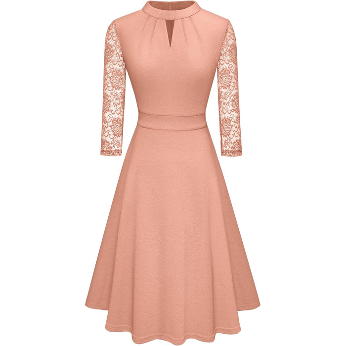 HOEYEE Елегантне сукня-максі з мереживом та вирізами, ретро-стиль, для вечірок та коктейльних подій (XL, Blush)