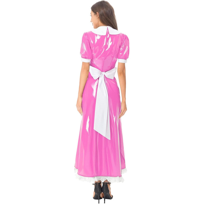 Костюм для косплею/карнавалу: сукня служниці з мереживом, рожева. Матеріал: шкіра, бренд Vxuxlje. Ідеально для Хелловіну, карнавалу та косплею.