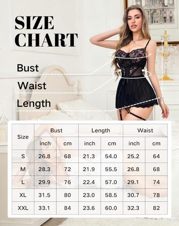 Сексуальний комплект спідньої білизни для жінок: мереживний набір, рейнжержа, нічна сорочка, babydoll з панчішними ремінцями та трусиками, чорний колір