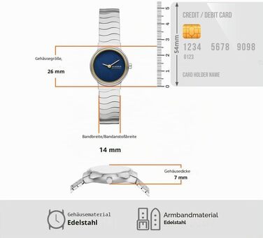 Жіночий кварцовий годинник Skagen Freja Lille (26 мм), золотистий з чорним циферблатом, сталевий або шкіряний ремінець