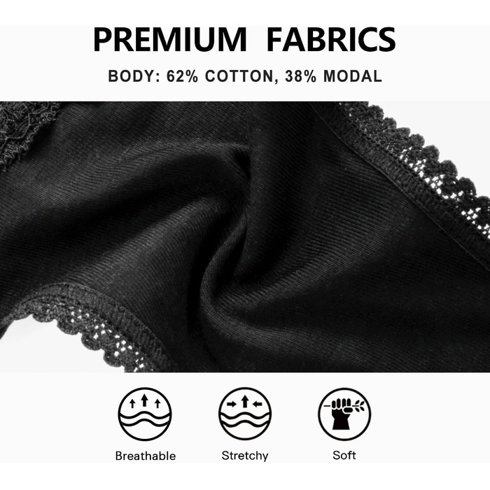 Танга жіночі бавовняні безшовні, мереживні, 5 шт. в наборі, колір кава