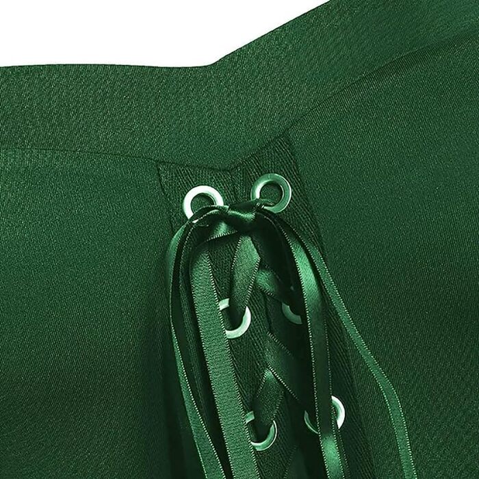 CHARMMA Готичне вечірнє плаття на Хелловін для жінок, великі розміри, A-силует, шнурівка, максі з рукавами-крильцями, вінтажне плаття відьми, косплей, клуб, вечірня сукня (лісовий зелений, XL)